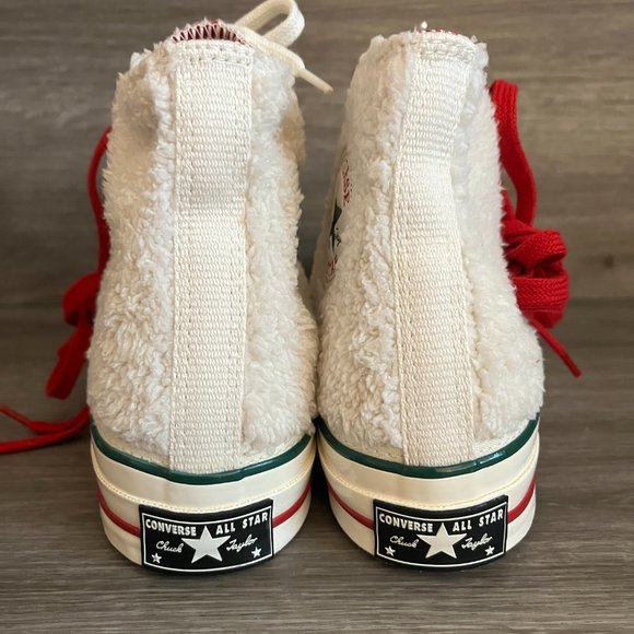 Converse Chuck 70 HI Winter Holidays Sherpa Egret Red Green Sz 10.5 Women's NWOB - Picture 6 of 7